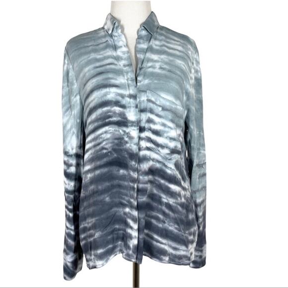 NEW Young Fabulous & Broke Blue Tie-dye Button Down Shirt Size XS - Picture 1 of 9